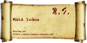 Máté Ivána névjegykártya
